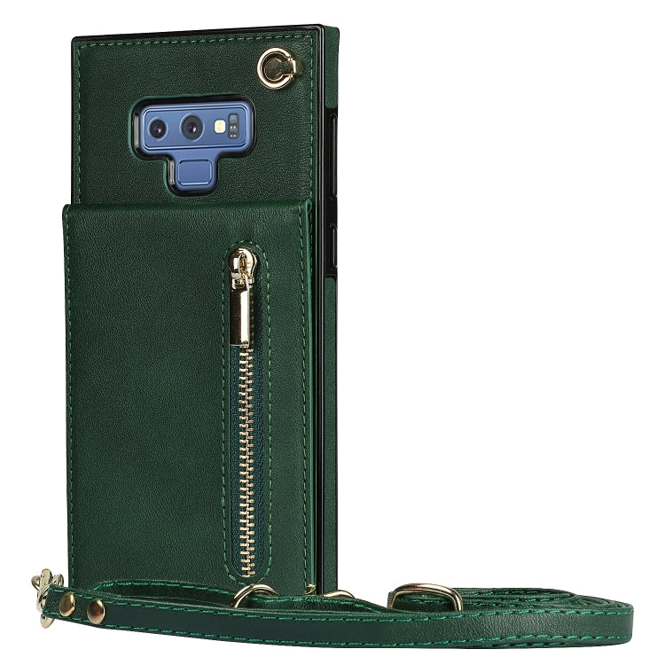 For Samsung Galaxy Note9 Cross-body Zipper Square TPU+PU Back Cover Case with Holder & Card Slots & Wallet & Strap