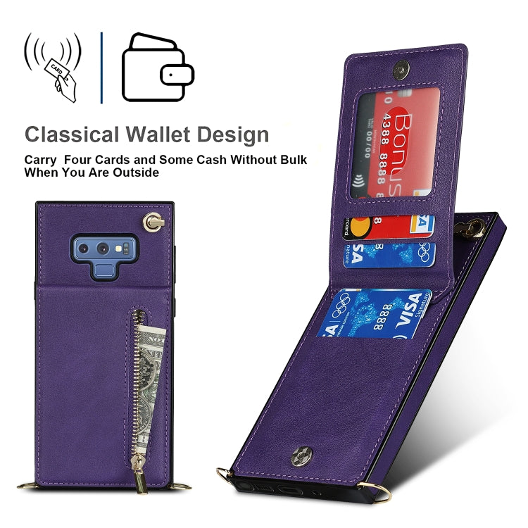For Samsung Galaxy Note9 Cross-body Zipper Square TPU+PU Back Cover Case with Holder & Card Slots & Wallet & Strap