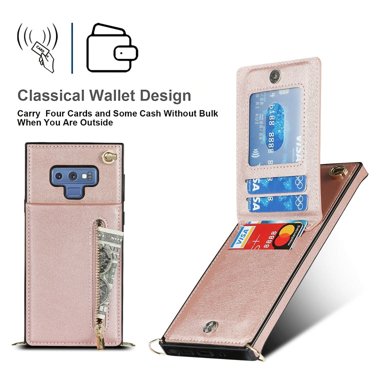 For Samsung Galaxy Note9 Cross-body Zipper Square TPU+PU Back Cover Case with Holder & Card Slots & Wallet & Strap