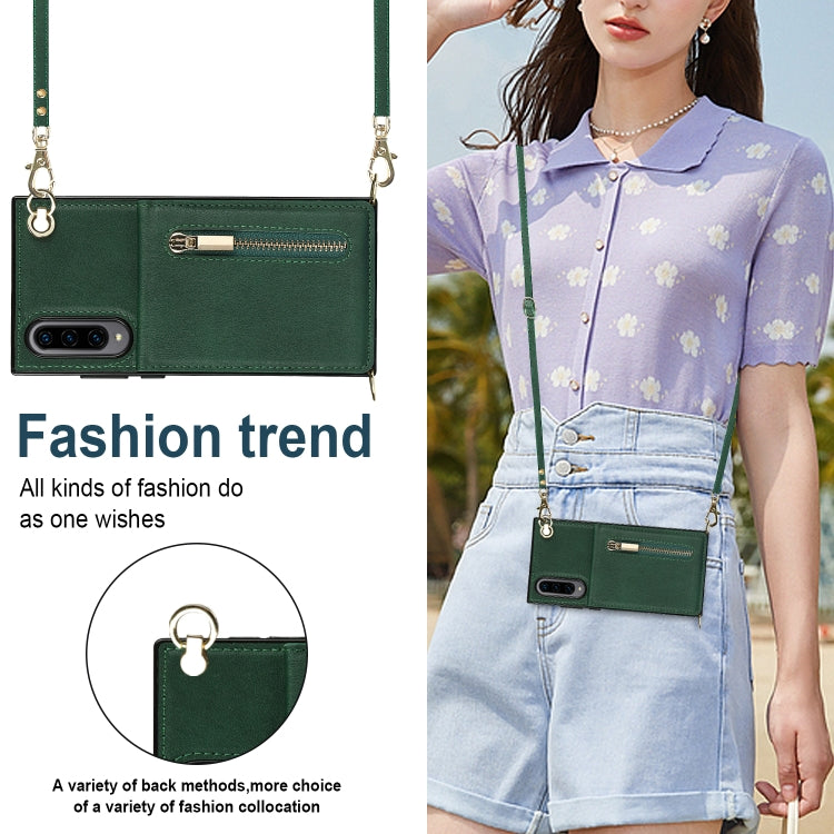 For Samsung Galaxy A90 5G Cross-body Zipper Square TPU+PU Back Cover Case with Holder & Card Slots & Wallet & Strap