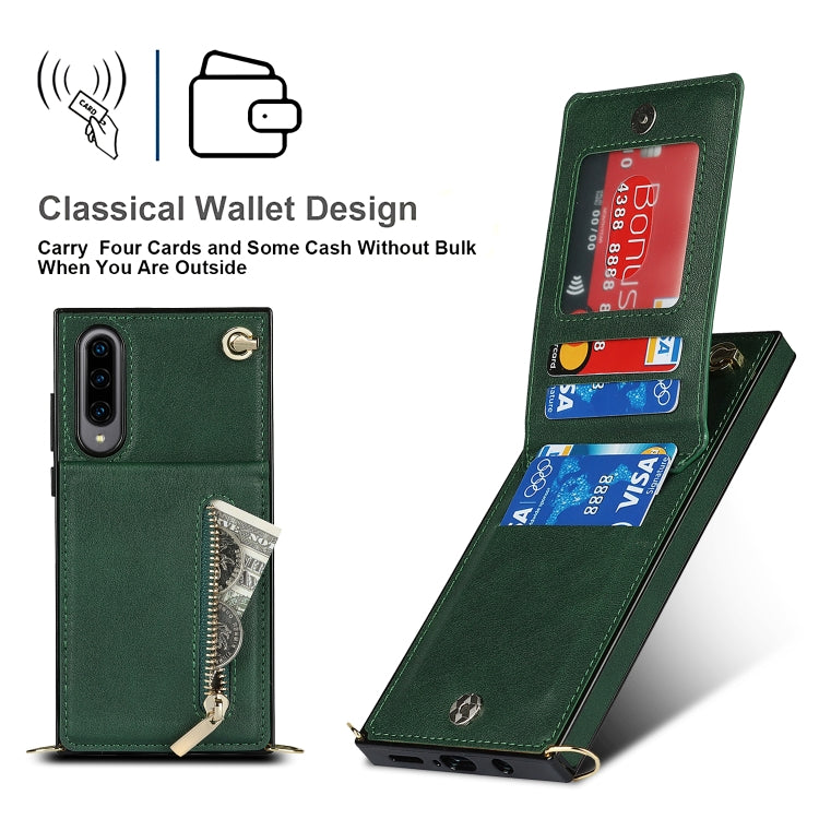 For Samsung Galaxy A90 5G Cross-body Zipper Square TPU+PU Back Cover Case with Holder & Card Slots & Wallet & Strap