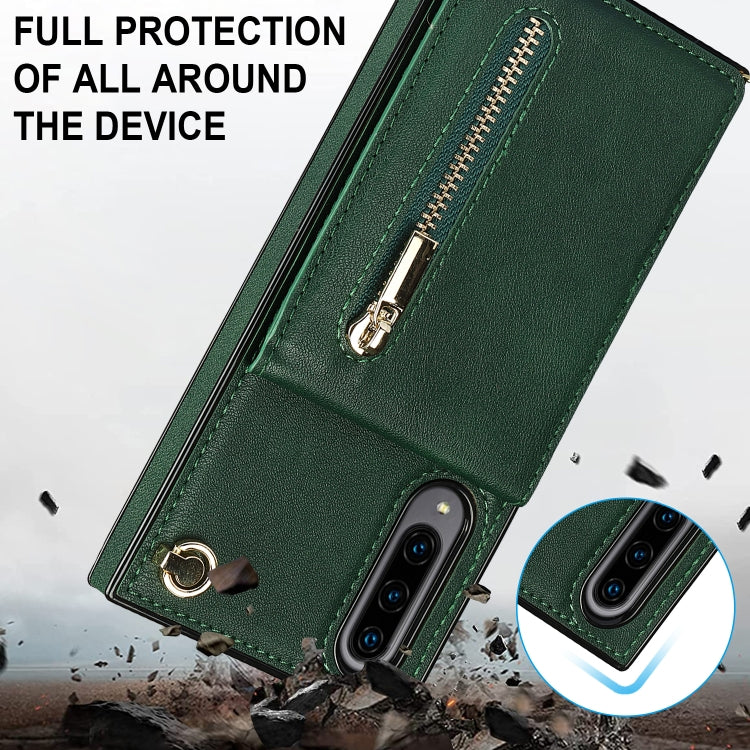 For Samsung Galaxy A90 5G Cross-body Zipper Square TPU+PU Back Cover Case with Holder & Card Slots & Wallet & Strap