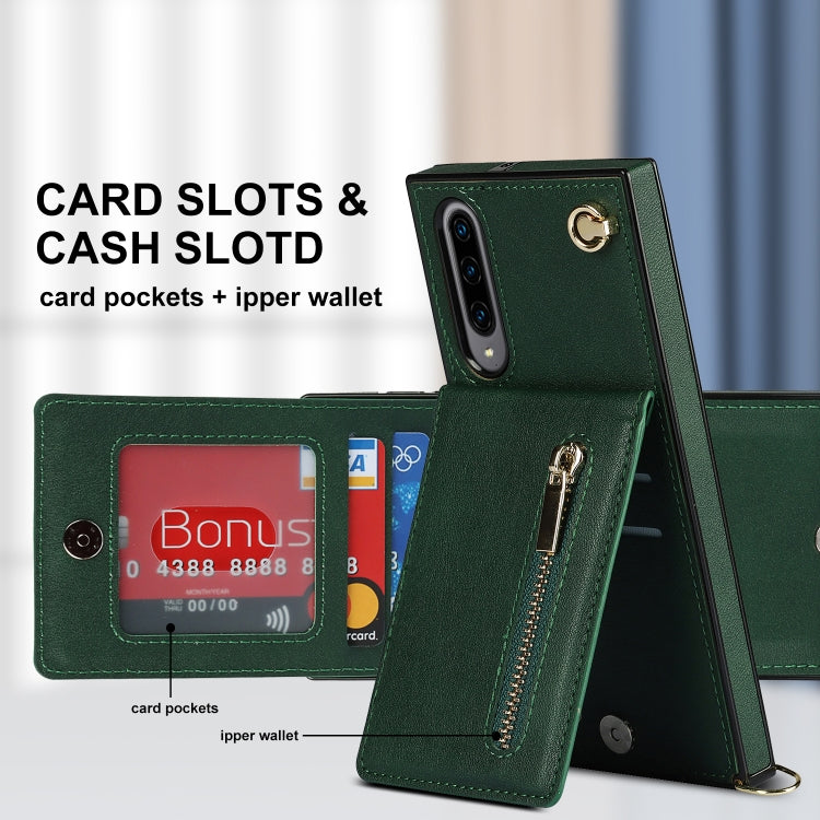For Samsung Galaxy A90 5G Cross-body Zipper Square TPU+PU Back Cover Case with Holder & Card Slots & Wallet & Strap