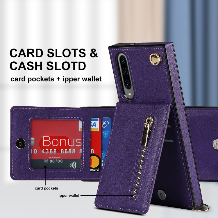For Samsung Galaxy A90 5G Cross-body Zipper Square TPU+PU Back Cover Case with Holder & Card Slots & Wallet & Strap