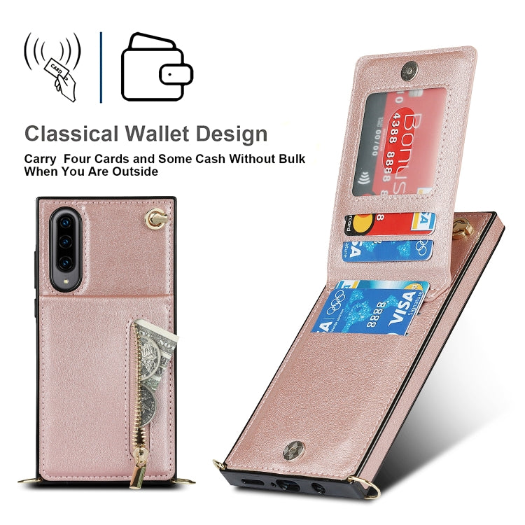 For Samsung Galaxy A90 5G Cross-body Zipper Square TPU+PU Back Cover Case with Holder & Card Slots & Wallet & Strap