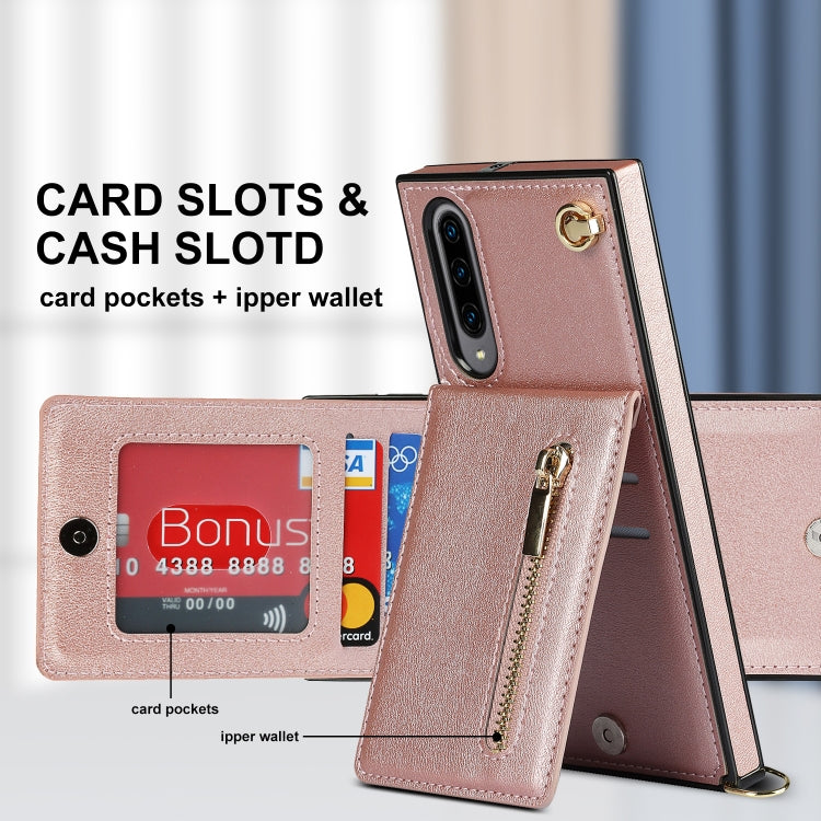 For Samsung Galaxy A90 5G Cross-body Zipper Square TPU+PU Back Cover Case with Holder & Card Slots & Wallet & Strap