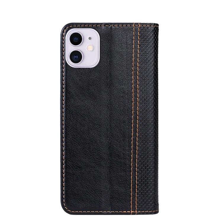 For iPhone 11 Grid Texture Magnetic PU + TPU Horizontal Flip Leather Case with Holder & Card Slot