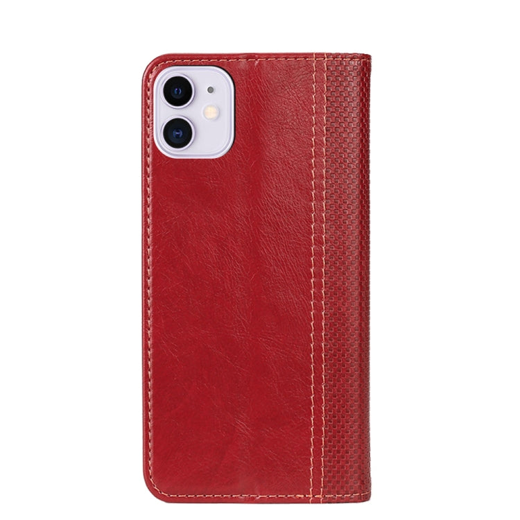 For iPhone 11 Grid Texture Magnetic PU + TPU Horizontal Flip Leather Case with Holder & Card Slot