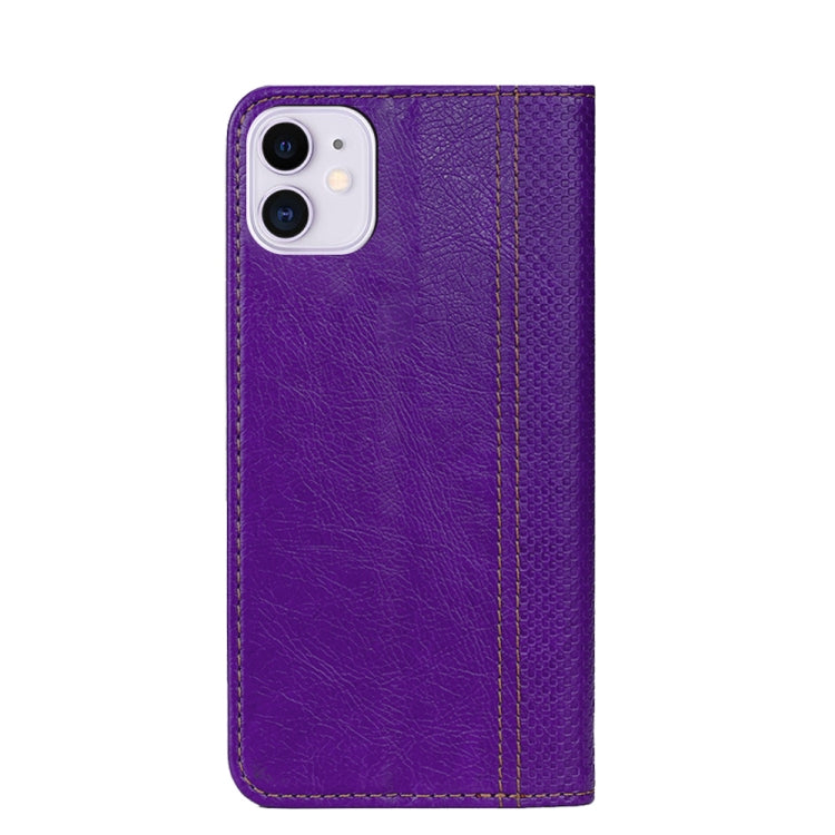For iPhone 11 Grid Texture Magnetic PU + TPU Horizontal Flip Leather Case with Holder & Card Slot