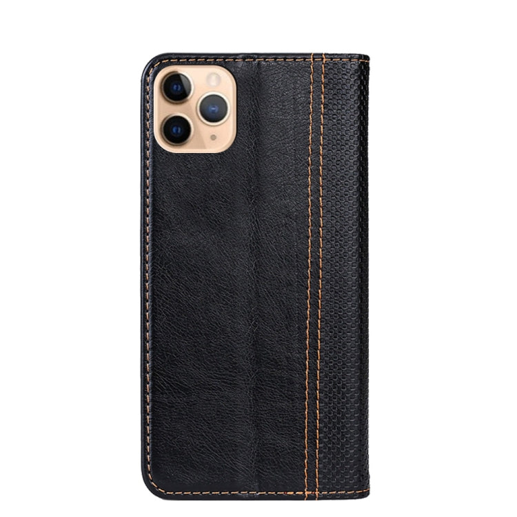 For iPhone 11 Pro Max Grid Texture Magnetic PU + TPU Horizontal Flip Leather Case with Holder & Card Slot