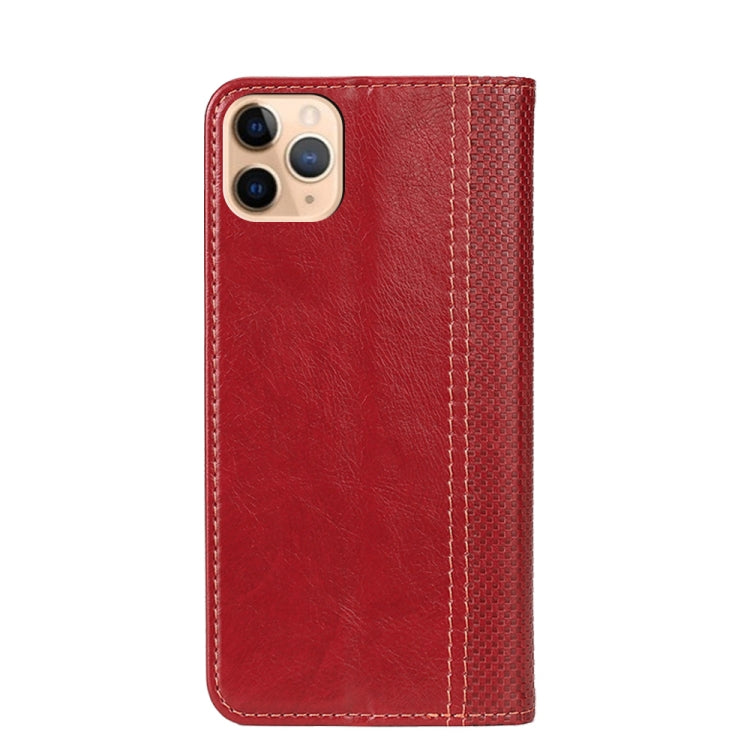 For iPhone 11 Pro Max Grid Texture Magnetic PU + TPU Horizontal Flip Leather Case with Holder & Card Slot