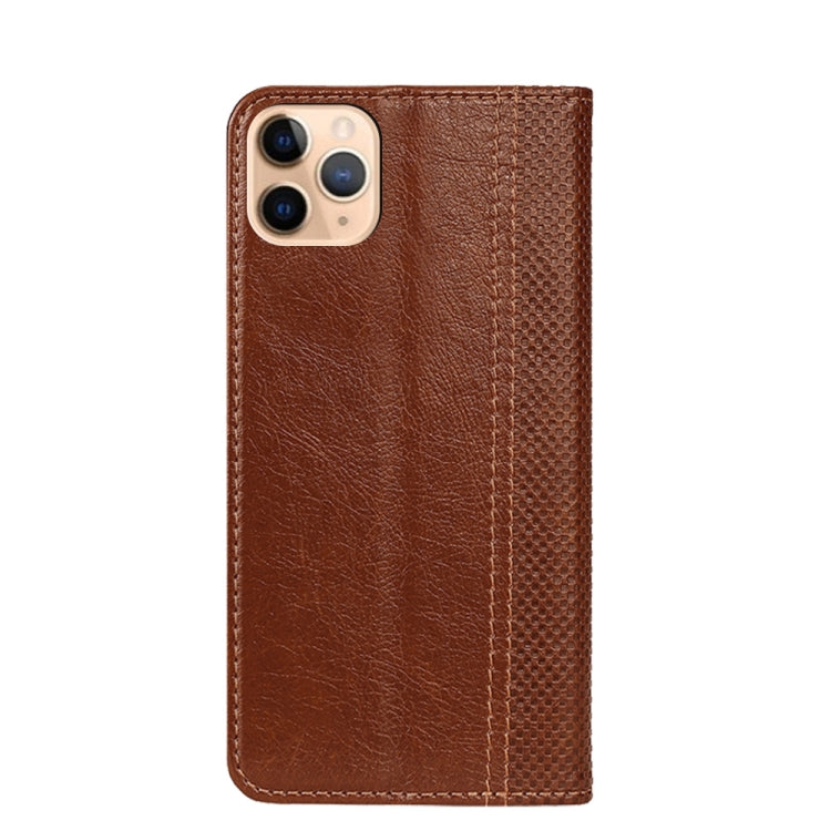 For iPhone 11 Pro Max Grid Texture Magnetic PU + TPU Horizontal Flip Leather Case with Holder & Card Slot