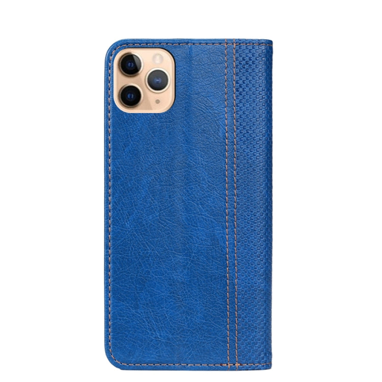 For iPhone 11 Pro Max Grid Texture Magnetic PU + TPU Horizontal Flip Leather Case with Holder & Card Slot