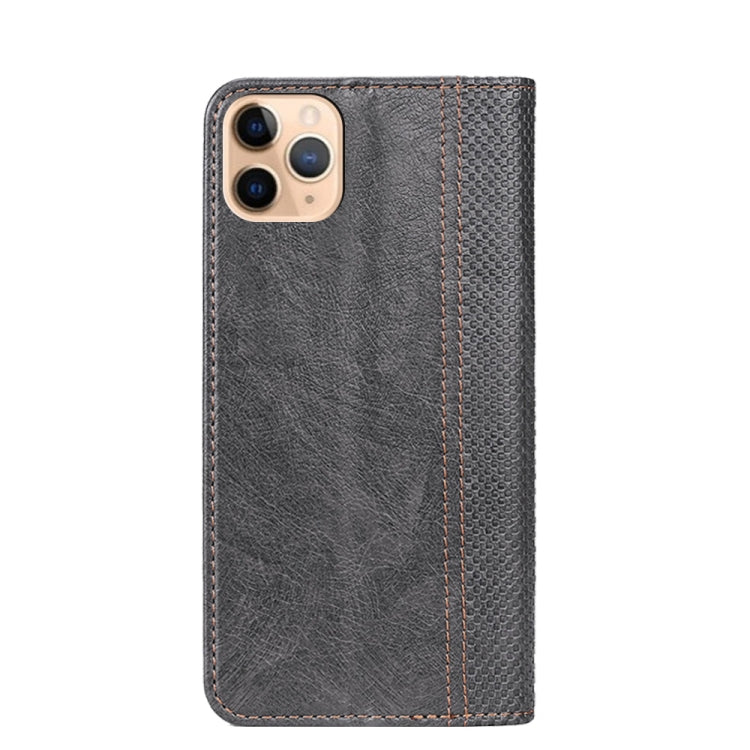 For iPhone 11 Pro Max Grid Texture Magnetic PU + TPU Horizontal Flip Leather Case with Holder & Card Slot