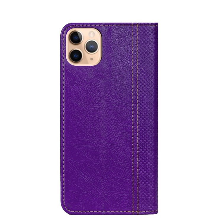 For iPhone 11 Pro Max Grid Texture Magnetic PU + TPU Horizontal Flip Leather Case with Holder & Card Slot