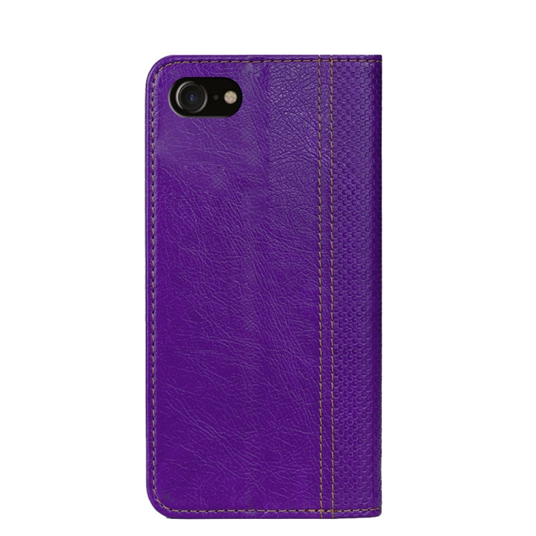 For iPhone SE 2022 / SE 2020 / 8 / 7 Grid Texture Magnetic PU + TPU Horizontal Flip Leather Case with Holder & Card Slot