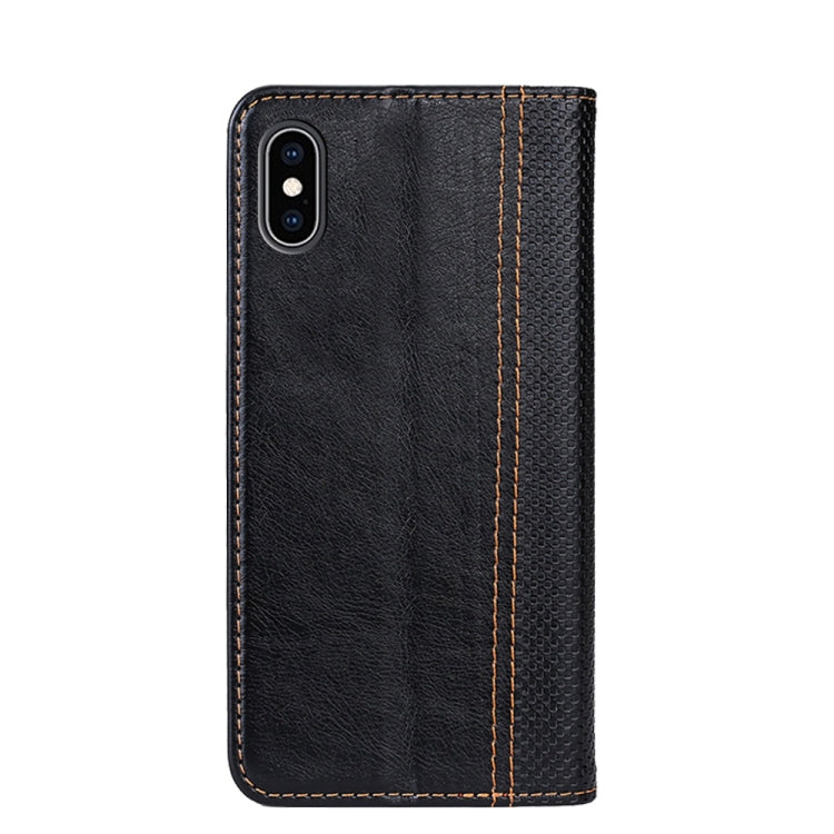 For iPhone XS Max Grid Texture Magnetic PU + TPU Horizontal Flip Leather Case with Holder & Card Slot