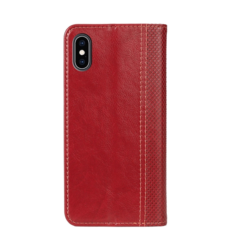 For iPhone XS Max Grid Texture Magnetic PU + TPU Horizontal Flip Leather Case with Holder & Card Slot