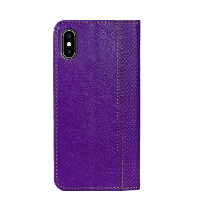 For iPhone XS Max Grid Texture Magnetic PU + TPU Horizontal Flip Leather Case with Holder & Card Slot