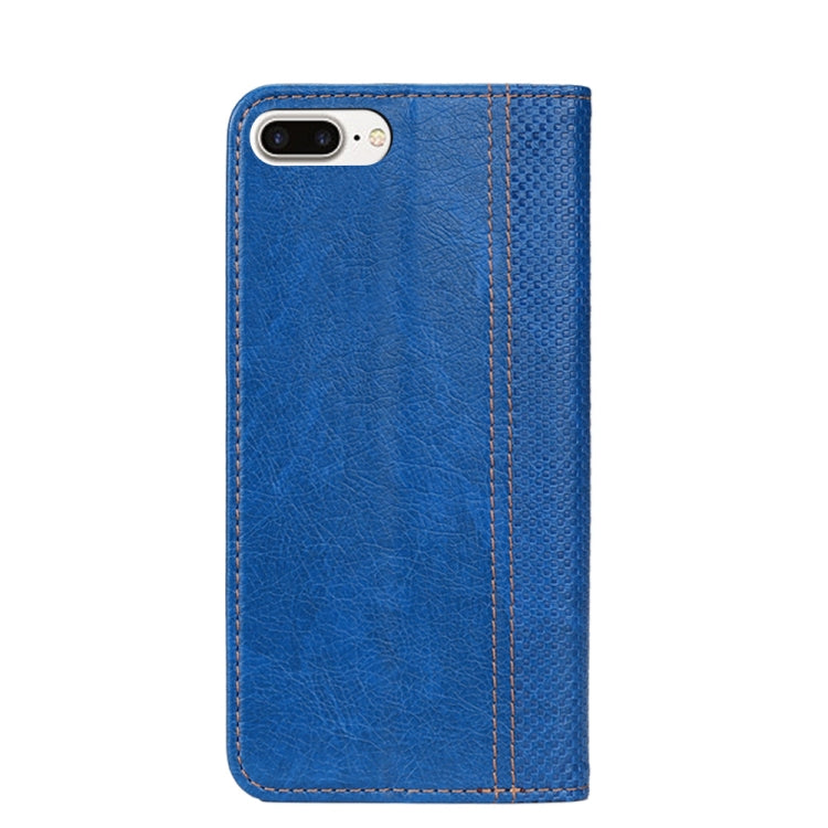 Grid Texture Magnetic PU + TPU Horizontal Flip Leather Case with Holder & Card Slot For iPhone 8 Plus & 7 Plus