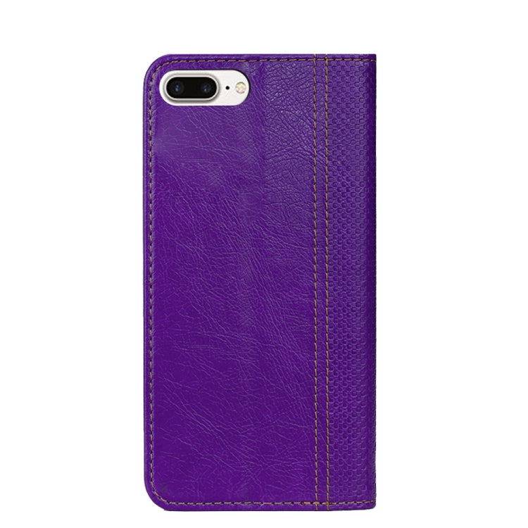 Grid Texture Magnetic PU + TPU Horizontal Flip Leather Case with Holder & Card Slot For iPhone 8 Plus & 7 Plus