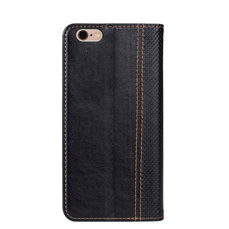 Grid Texture Magnetic PU + TPU Horizontal Flip Leather Case with Holder & Card Slot For iPhone 6 Plus