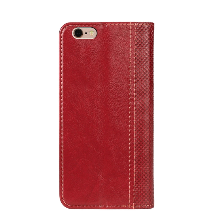 Grid Texture Magnetic PU + TPU Horizontal Flip Leather Case with Holder & Card Slot For iPhone 6 Plus