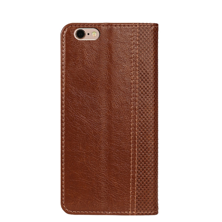 Grid Texture Magnetic PU + TPU Horizontal Flip Leather Case with Holder & Card Slot For iPhone 6 Plus