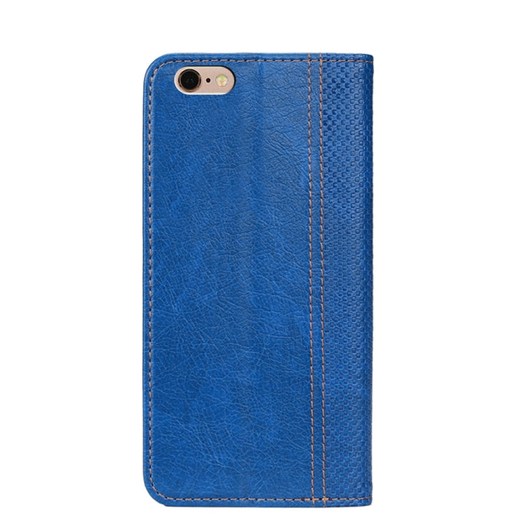 Grid Texture Magnetic PU + TPU Horizontal Flip Leather Case with Holder & Card Slot For iPhone 6 Plus