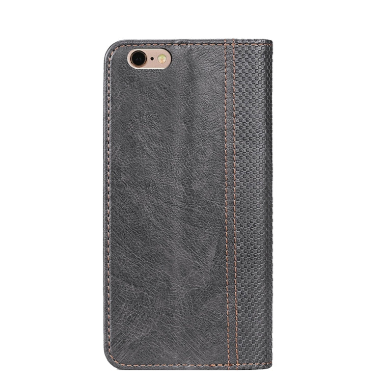 Grid Texture Magnetic PU + TPU Horizontal Flip Leather Case with Holder & Card Slot For iPhone 6 Plus