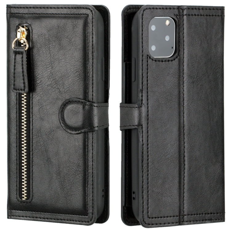 For iPhone 11 Pro Max Retro Style Magnetic Buckle Zipper Horizontal Flip Leather Case with Card Slot & Wallet