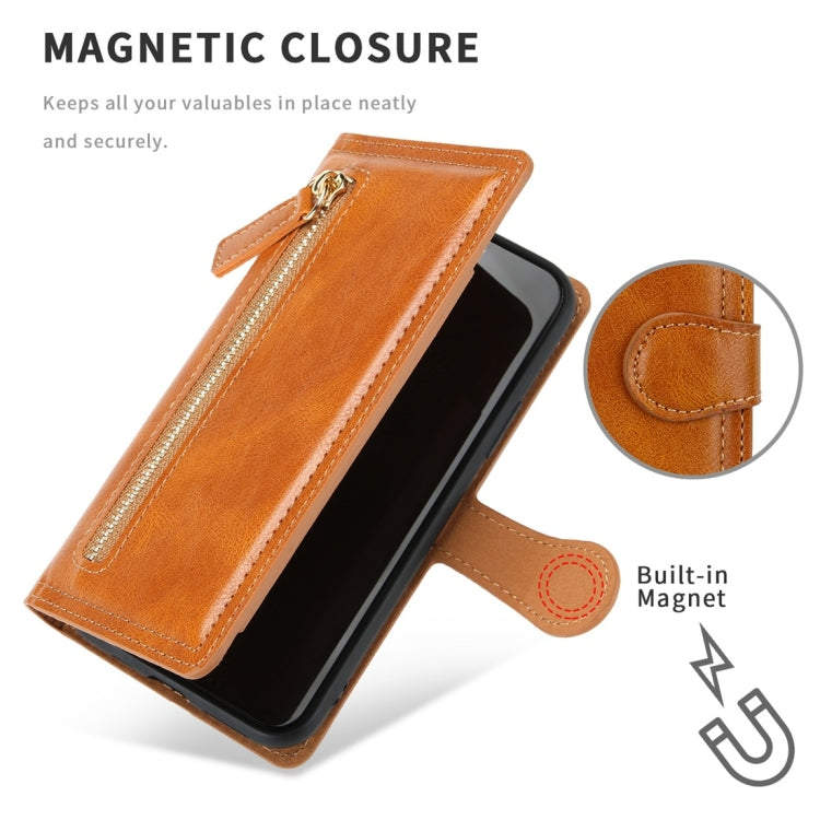 For iPhone 11 Pro Max Retro Style Magnetic Buckle Zipper Horizontal Flip Leather Case with Card Slot & Wallet