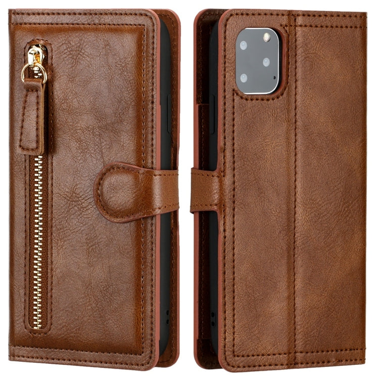 For iPhone 11 Pro Max Retro Style Magnetic Buckle Zipper Horizontal Flip Leather Case with Card Slot & Wallet