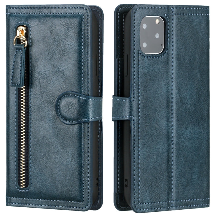 For iPhone 11 Pro Max Retro Style Magnetic Buckle Zipper Horizontal Flip Leather Case with Card Slot & Wallet