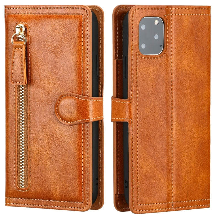 For iPhone 11 Pro Max Retro Style Magnetic Buckle Zipper Horizontal Flip Leather Case with Card Slot & Wallet