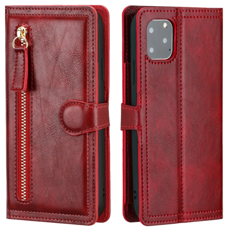 For iPhone 11 Pro Retro Style Magnetic Buckle Zipper Horizontal Flip Leather Case with Card Slot & Wallet
