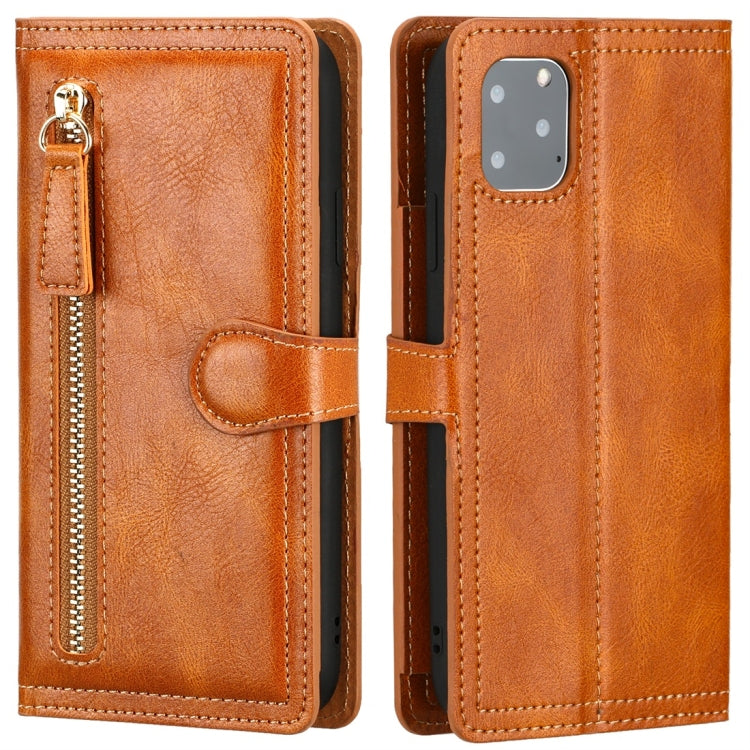 For iPhone 11 Pro Retro Style Magnetic Buckle Zipper Horizontal Flip Leather Case with Card Slot & Wallet