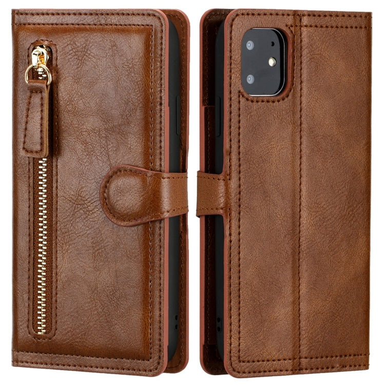 For iPhone 11 Retro Style Magnetic Buckle Zipper Horizontal Flip Leather Case with Card Slot & Wallet