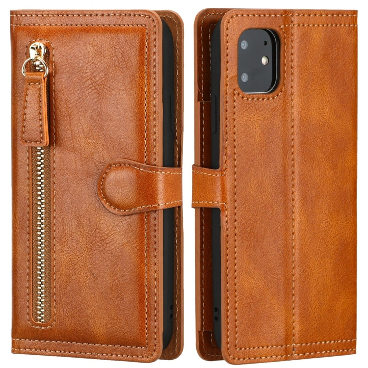 For iPhone 11 Retro Style Magnetic Buckle Zipper Horizontal Flip Leather Case with Card Slot & Wallet
