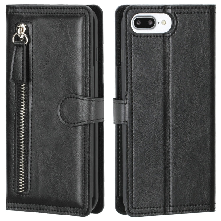 For iPhone 6 Plus / 7 Plus / 8 Plus Retro Style Magnetic Buckle Zipper Horizontal Flip Leather Case with Card Slot & Wallet