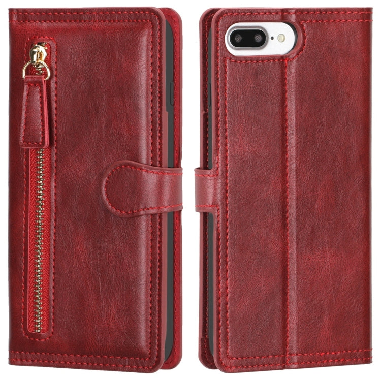 For iPhone 6 Plus / 7 Plus / 8 Plus Retro Style Magnetic Buckle Zipper Horizontal Flip Leather Case with Card Slot & Wallet