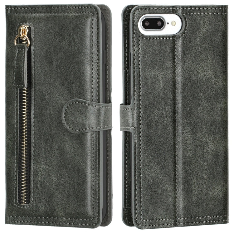 For iPhone 6 Plus / 7 Plus / 8 Plus Retro Style Magnetic Buckle Zipper Horizontal Flip Leather Case with Card Slot & Wallet
