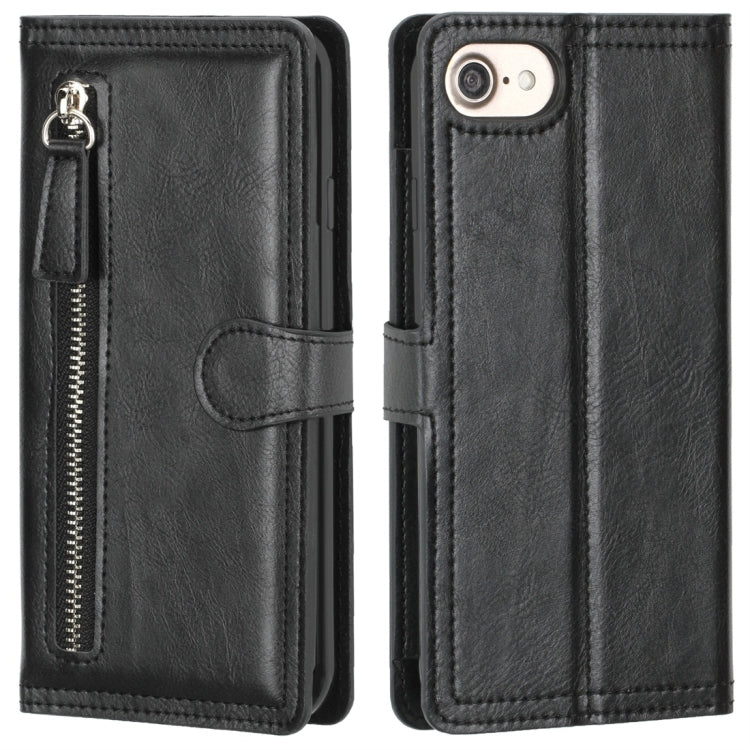 For iPhone 6 / 7 / 8 Retro Style Magnetic Buckle Zipper Horizontal Flip Leather Case with Card Slot & Wallet