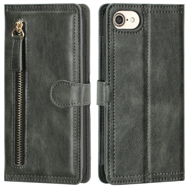For iPhone 6 / 7 / 8 Retro Style Magnetic Buckle Zipper Horizontal Flip Leather Case with Card Slot & Wallet