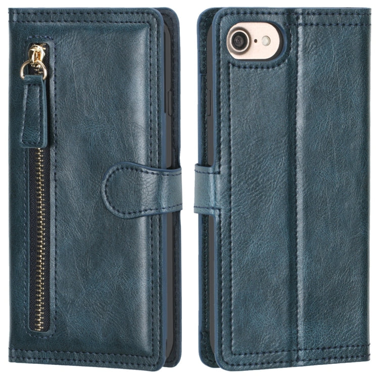 For iPhone 6 / 7 / 8 Retro Style Magnetic Buckle Zipper Horizontal Flip Leather Case with Card Slot & Wallet