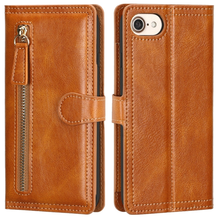For iPhone 6 / 7 / 8 Retro Style Magnetic Buckle Zipper Horizontal Flip Leather Case with Card Slot & Wallet