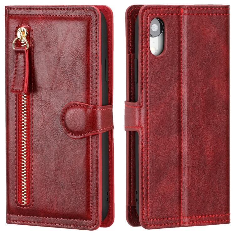 For iPhone XR Retro Style Magnetic Buckle Zipper Horizontal Flip Leather Case with Card Slot & Wallet