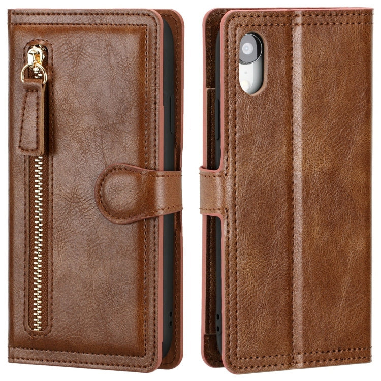 For iPhone XR Retro Style Magnetic Buckle Zipper Horizontal Flip Leather Case with Card Slot & Wallet