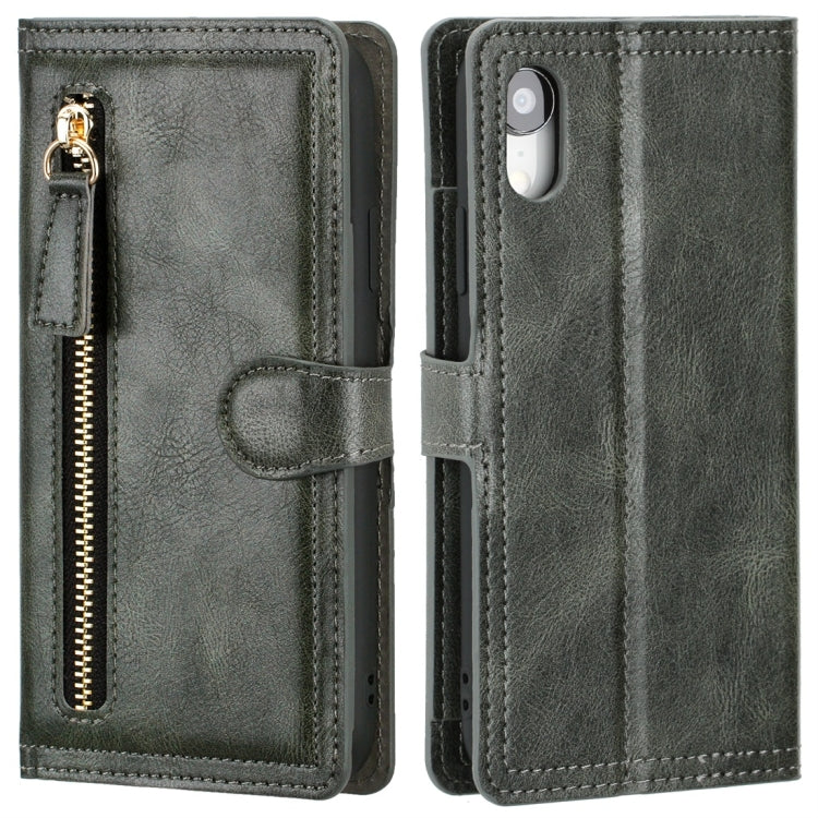 For iPhone XR Retro Style Magnetic Buckle Zipper Horizontal Flip Leather Case with Card Slot & Wallet