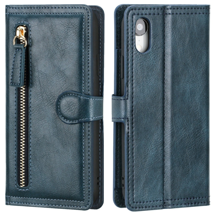 For iPhone XR Retro Style Magnetic Buckle Zipper Horizontal Flip Leather Case with Card Slot & Wallet